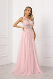 A-line One Shoulder Sleeveless Beading Lace Slit Sequined Mesh/Floor Length Prom Dress