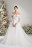 A-line Sweetheart Sleeveless Mesh Full Lace Elegant Wedding Dress With Court Train