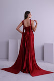 Trumpet/Mermaid Halter Sleeveless Ruche Cape Satin/Floor Length Prom Dress