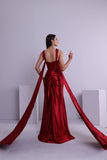 Trumpet/Mermaid Halter Sleeveless Ruche Cape Satin/Floor Length Prom Dress