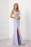 Trumpet/Mermaid V-neck Sleeveless Beading Slit Sequins/Floor-length Prom Dress